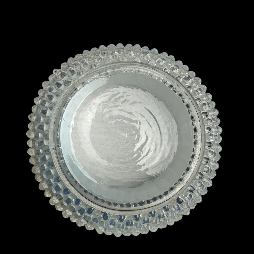 Fenton Moonstone Opalescent Hobnail Glass Vase Ruffled Rim Vintage MCM 4.5